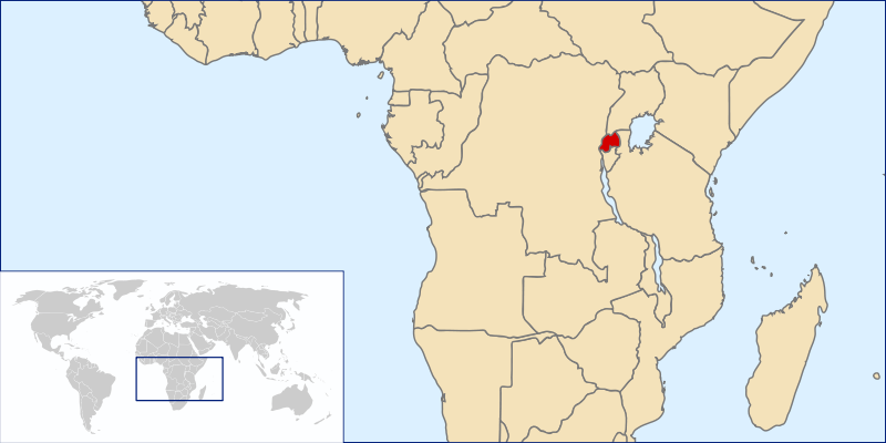 Rwanda - umístnění na mapě světa